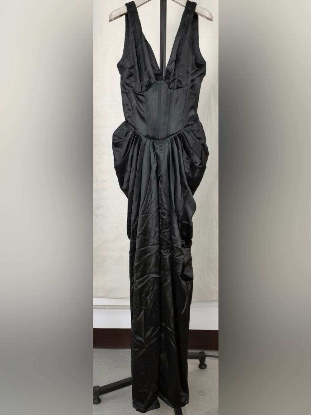 HOUSE OF CB 'Angeline' Black Satin Hourglass Maxi Dress/Size S-US 4-6 $299 - Picture 13 of 14
